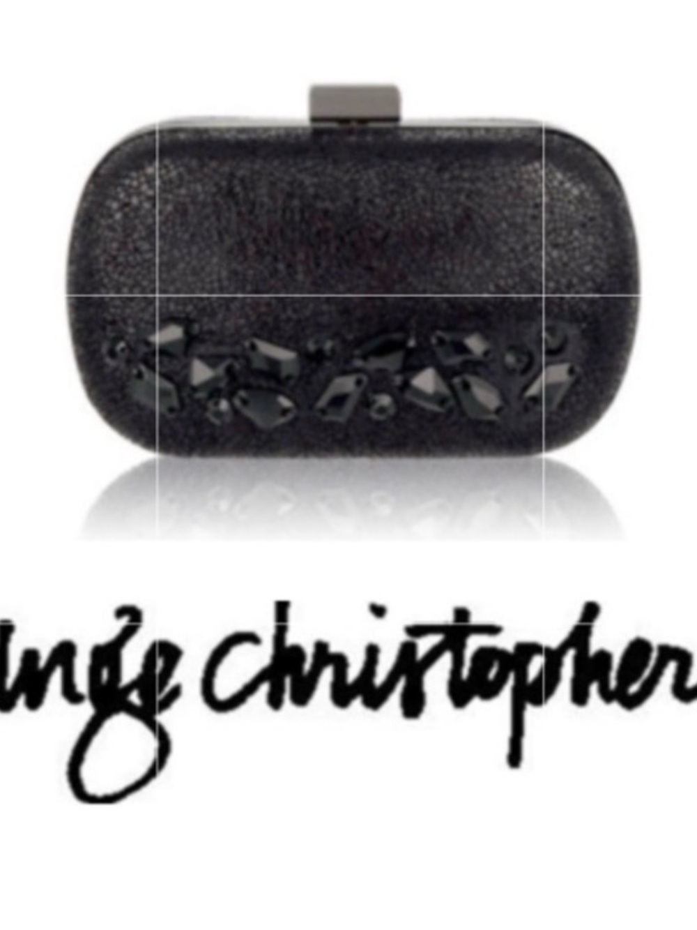 Inge Christopher Minaudière Black With Swarovski Crystals